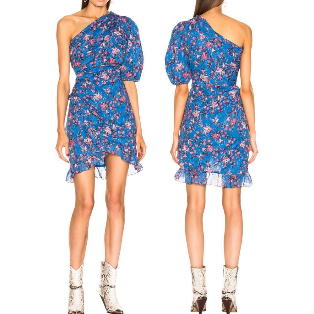 Isabel Marant Etoile, Women's 'Esther' Dress, Mini Ruched, Blue Size 36 FR, 4 US
